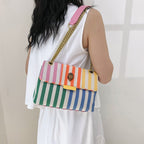Dames Schoudertas met Regenboogdesign en Gouden Ketting 3
