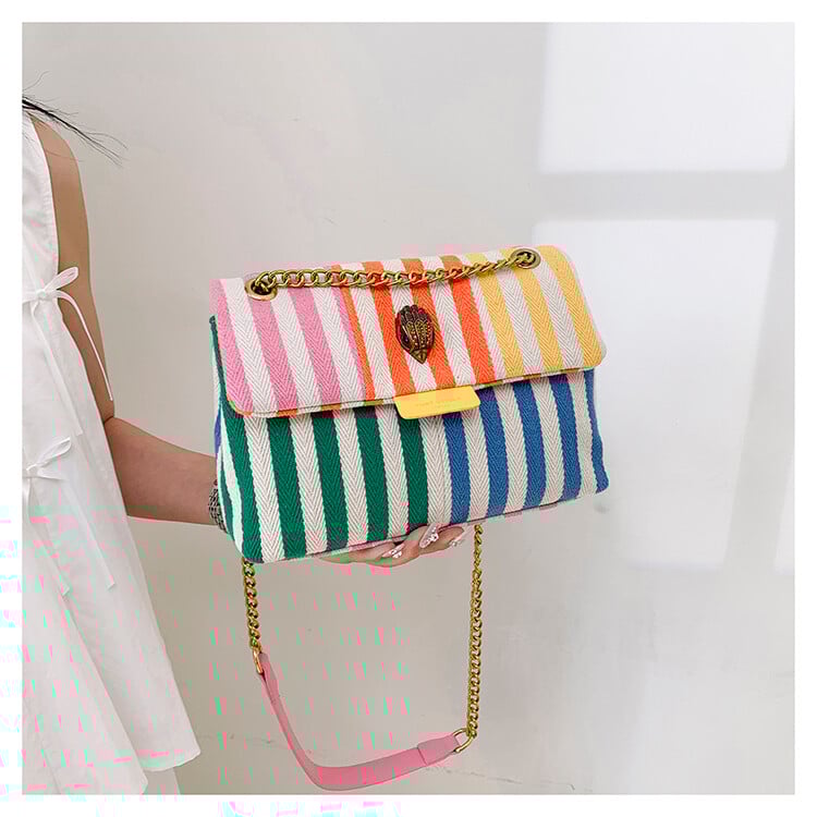 Dames Schoudertas met Regenboogdesign en Gouden Ketting 4