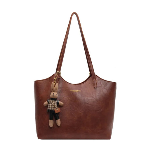 Dames Schoudertas van Vegan Leer met Vintage Look en Afneembaar Hangertje 0