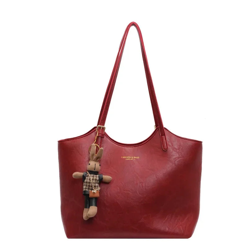 Dames Schoudertas van Vegan Leer met Vintage Look en Afneembaar Hangertje 1