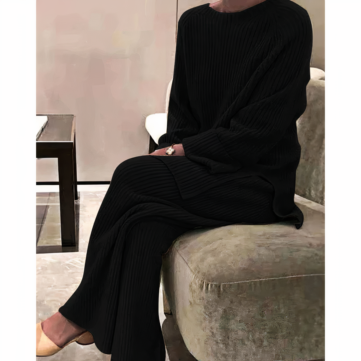 Dames Set van Gebreide Trui en Broek met Comfortabele Pasvorm 1