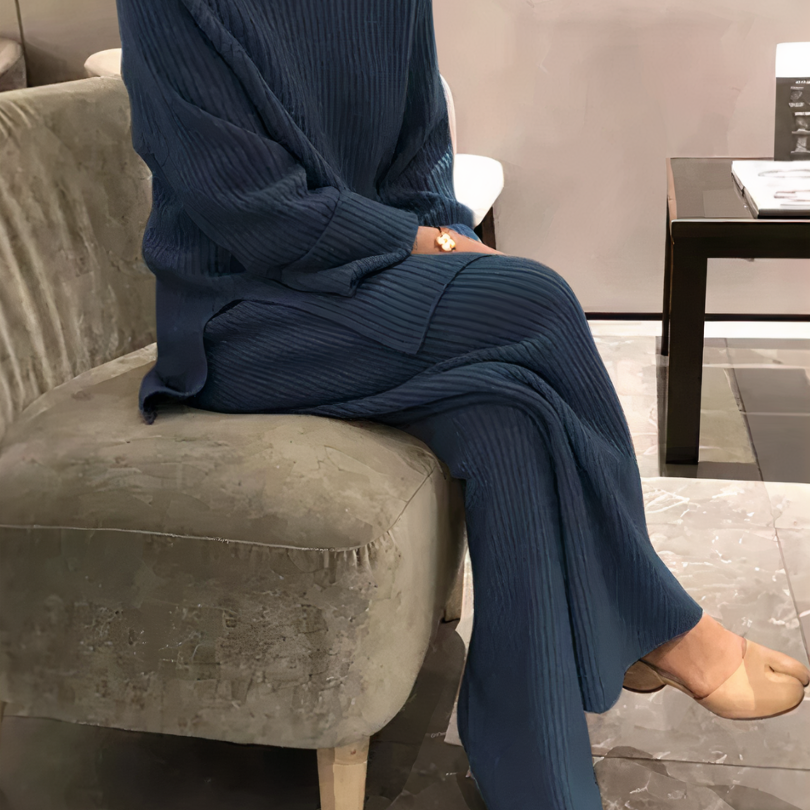Dames Set van Gebreide Trui en Broek met Comfortabele Pasvorm 2