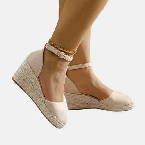 Dames Espadrilles met Verstelbaar Enkelbandje Beige Auralie