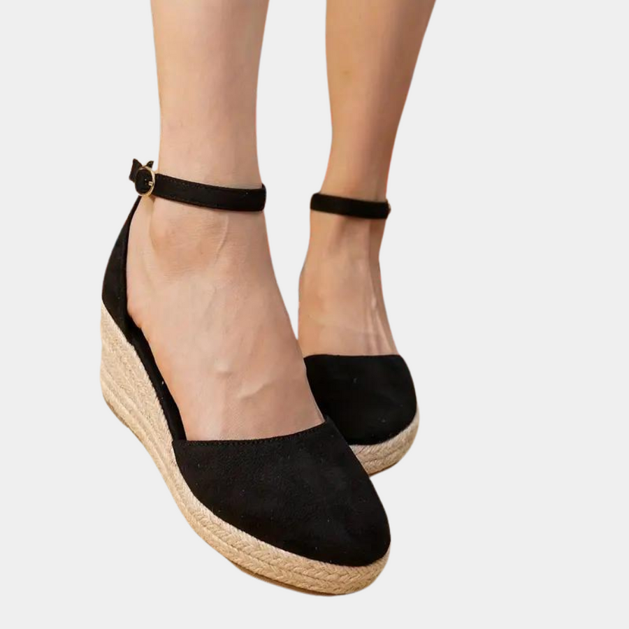 Dames Espadrilles met Verstelbaar Enkelbandje Zwart Auralie