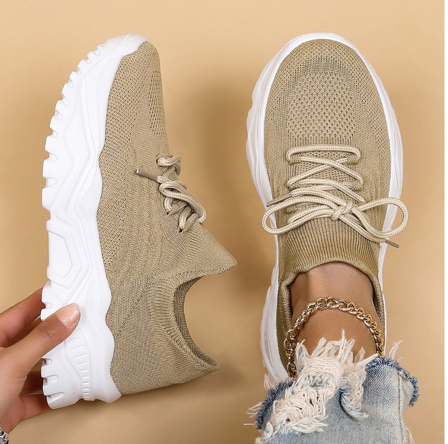 Dames Sneakers met Geheugenschuim en Voetboogondersteuning voor Actieve Levensstijl Beige Auralie