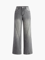 Dames Rechte Retro Spijkerbroek Grijs Auralie