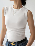 Dames Tanktop met Ronde Hals Wit Auralie