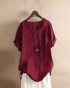Dames Top met Knoopdetails voor Casual en Geklede Gelegenheden Wijnrood Auralie