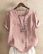 Dames Top met Knoopdetails voor Casual en Geklede Gelegenheden Roze Auralie