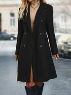 Dames Trenchcoat met Dubbelrijige Sluiting en Lange Pasvorm 0