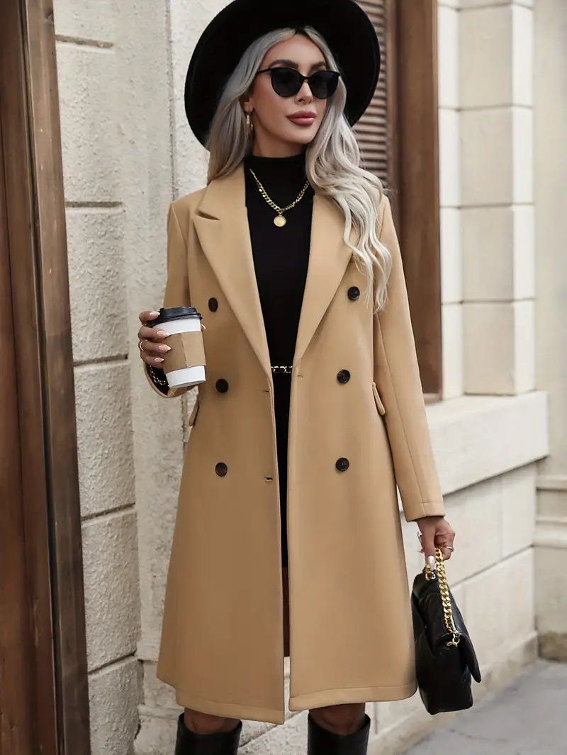 Dames Trenchcoat met Dubbelrijige Sluiting en Lange Pasvorm 4