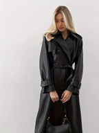 Dames Trenchcoat met Dubbelzijdige Sluiting en Tailleriem voor Lange Dagen 1