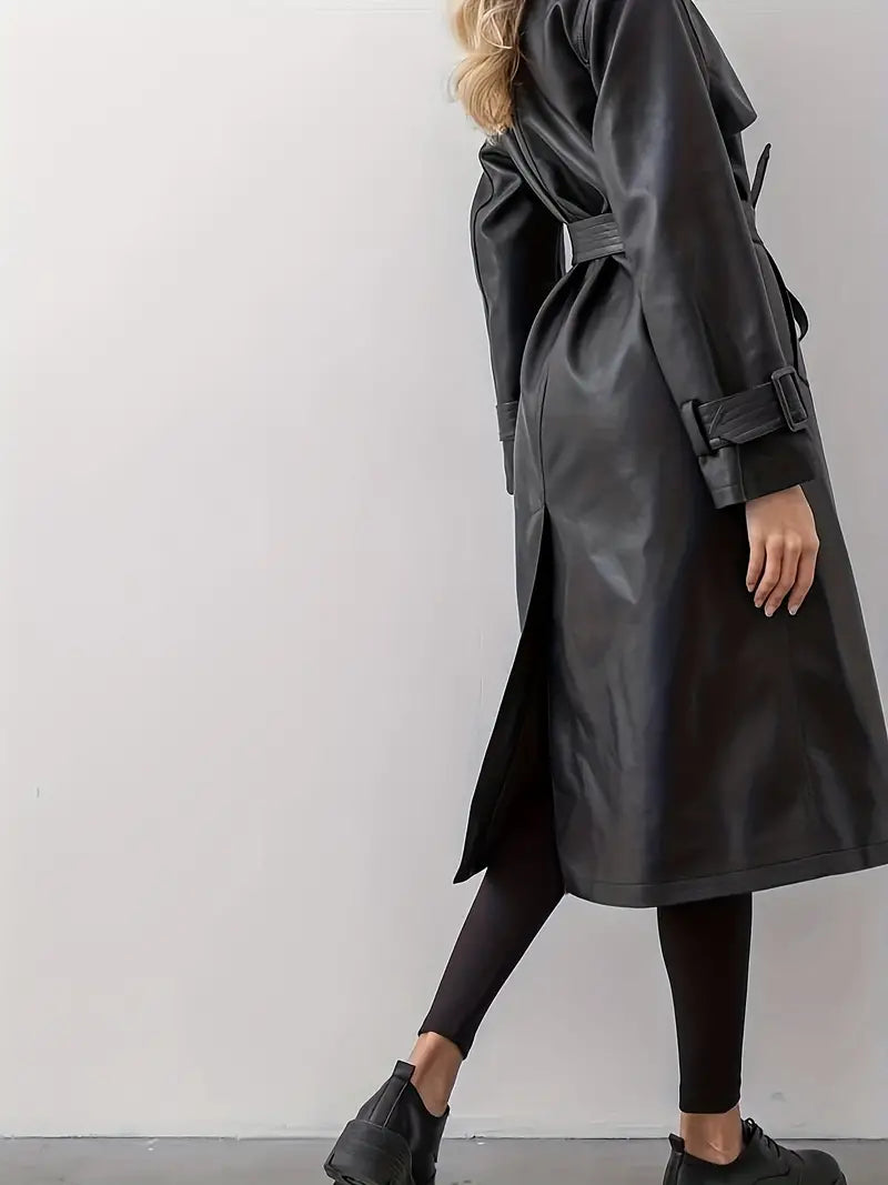 Dames Trenchcoat met Dubbelzijdige Sluiting en Tailleriem voor Lange Dagen 3