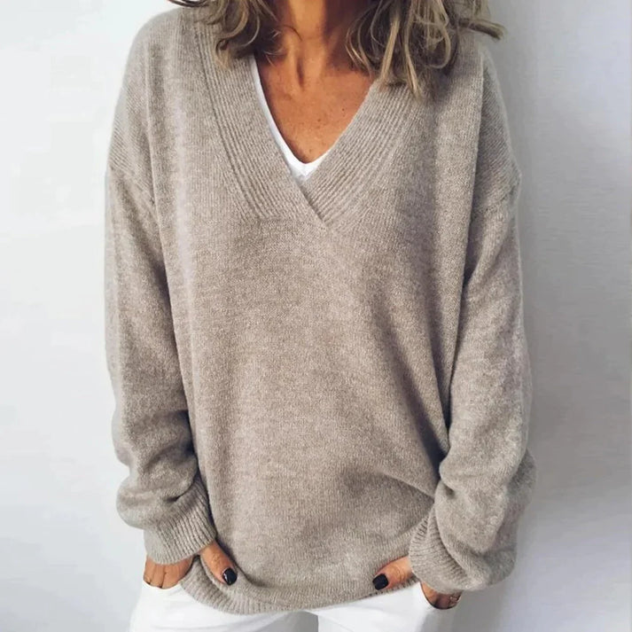 Dames Trui van Cashmere met V-Hals en Ontspannen Fit 0