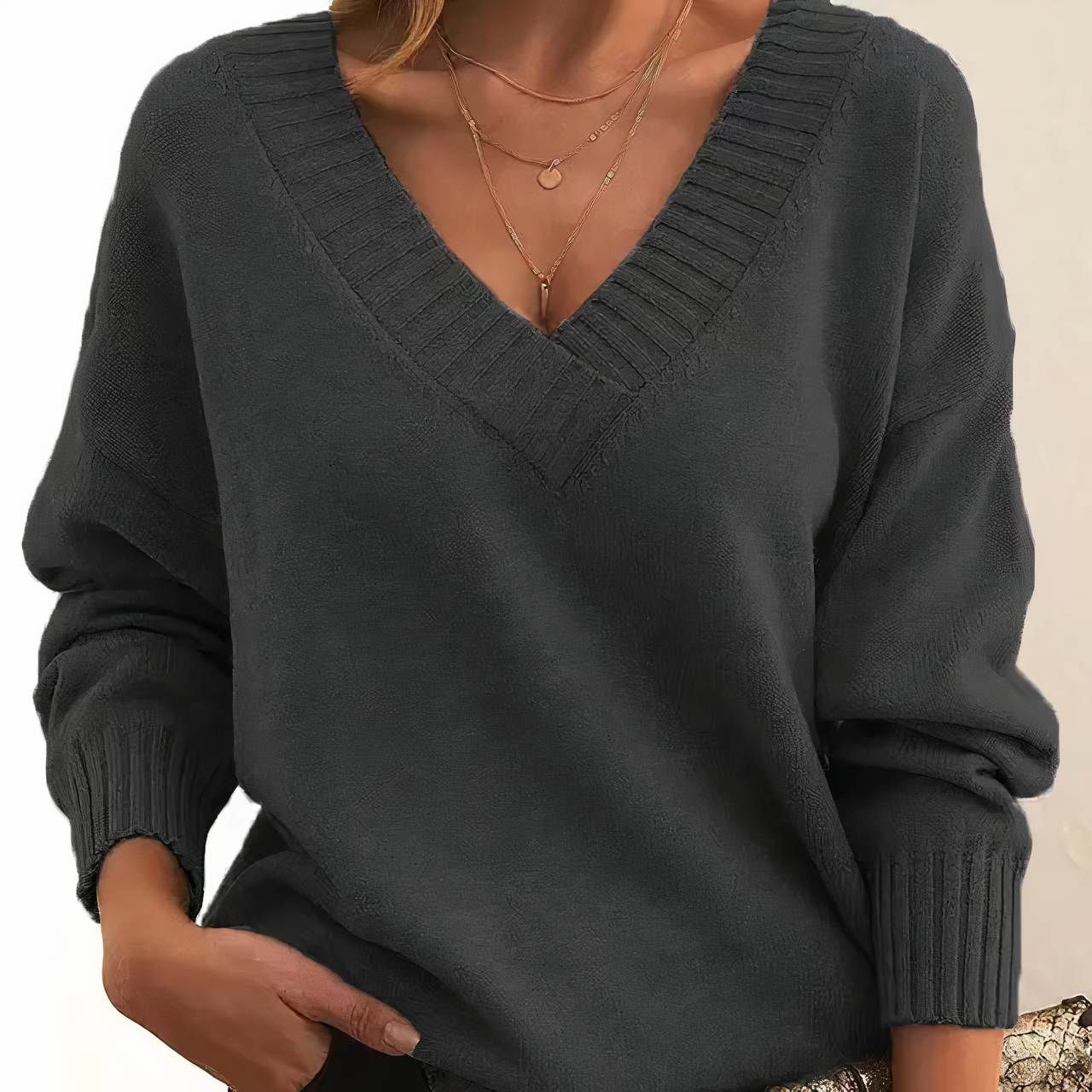 Dames Trui van Cashmere met V-hals en Luxe Zachtheid 1