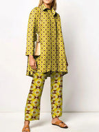 Dames Tweedelige Set met Vintage Print en Ruime Pasvorm 5