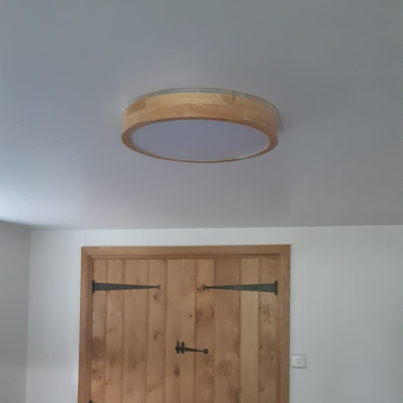 Dimbare LED Plafondlamp van Hout met Matte Acryl Diffuser - Scandinavische Plafonniere voor Binnen 1