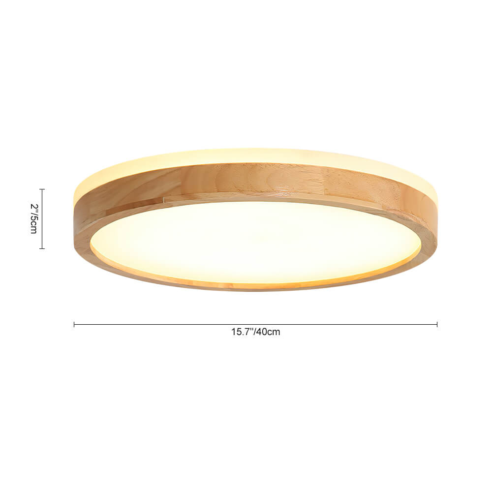 Dimbare LED Plafondlamp van Hout met Matte Acryl Diffuser - Scandinavische Plafonniere voor Binnen 7