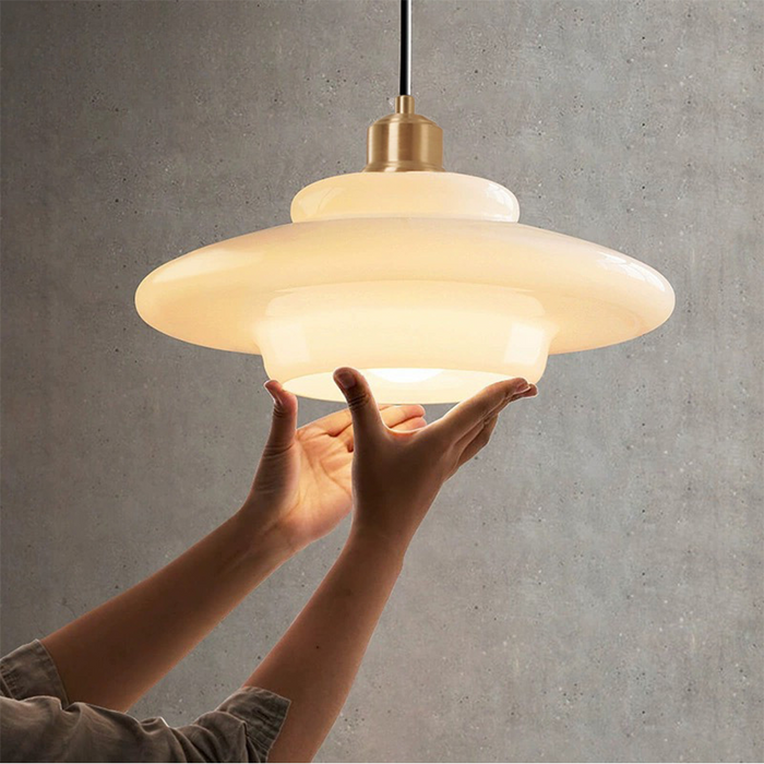 Elegante Hanglamp voor Woonkamer, Eetkamer en Slaapkamer - Melkwit Glas, Midden Eeuwse Stijl 1