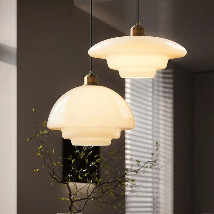 Elegante Hanglamp voor Woonkamer, Eetkamer en Slaapkamer - Melkwit Glas, Midden Eeuwse Stijl 2