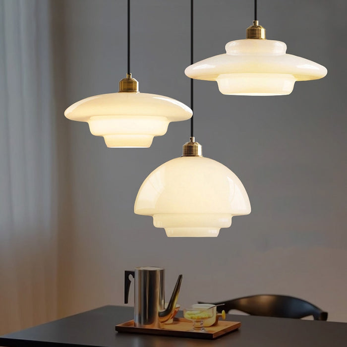 Elegante Hanglamp voor Woonkamer, Eetkamer en Slaapkamer - Melkwit Glas, Midden Eeuwse Stijl 3