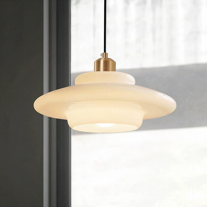 Elegante Hanglamp voor Woonkamer, Eetkamer en Slaapkamer - Melkwit Glas, Midden Eeuwse Stijl 4