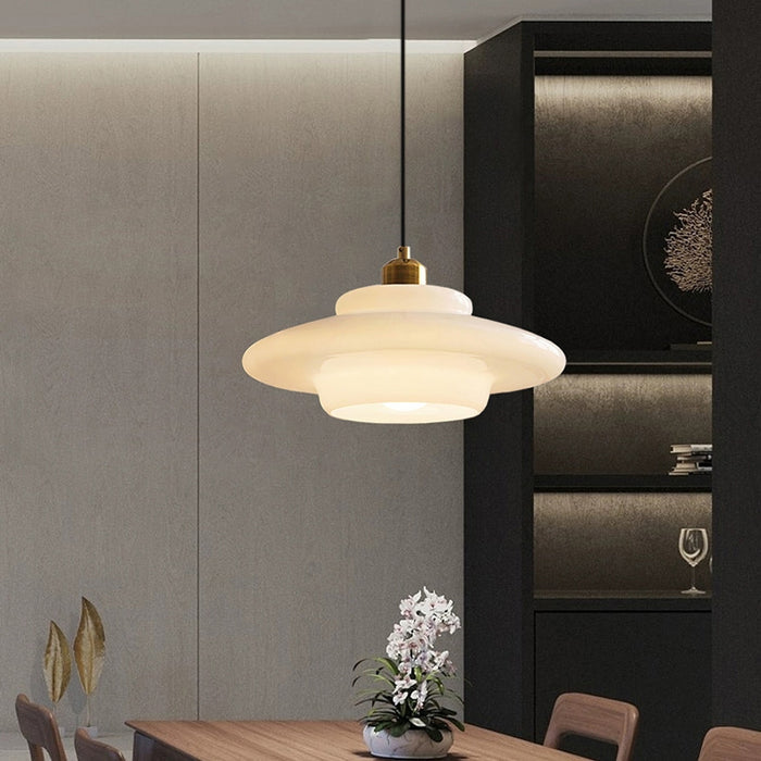 Elegante Hanglamp voor Woonkamer, Eetkamer en Slaapkamer - Melkwit Glas, Midden Eeuwse Stijl 5