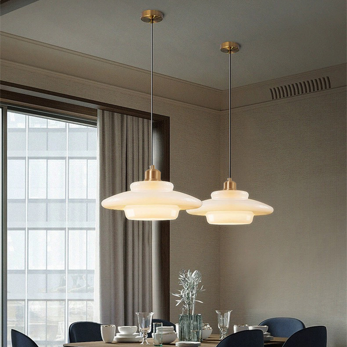 Elegante Hanglamp voor Woonkamer, Eetkamer en Slaapkamer - Melkwit Glas, Midden Eeuwse Stijl 7