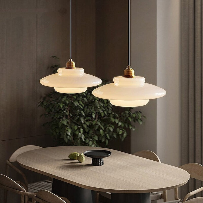 Elegante Hanglamp voor Woonkamer, Eetkamer en Slaapkamer - Melkwit Glas, Midden Eeuwse Stijl 8
