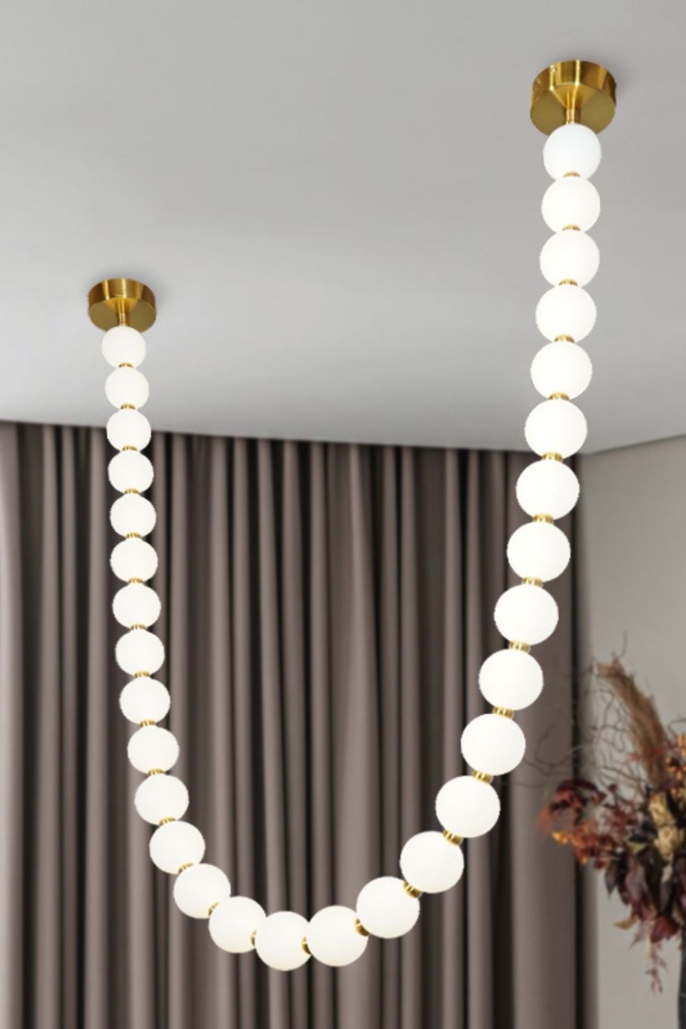 Elegante Kroonluchter van Handgeblazen Glas met LED en Koperen Accenten – Moderne Kroonluchter voor Binnengebruik 0