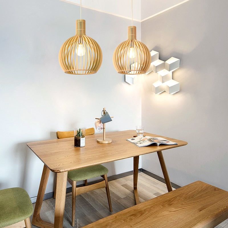 Handgemaakte Houten Hanglamp voor Woonkamer, Eettafel of Slaapkamer – Unieke Verlichting 0