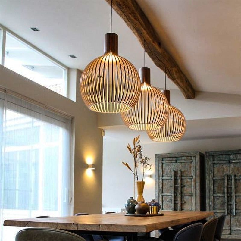 Handgemaakte Houten Hanglamp voor Woonkamer, Eettafel of Slaapkamer – Unieke Verlichting 1