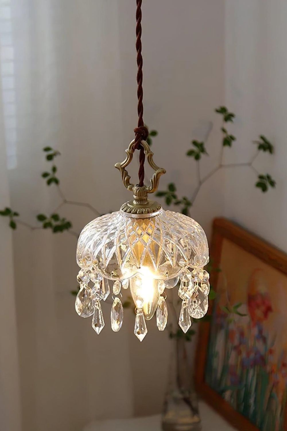 Hanglamp met Glazen Kap en Vintage Ontwerp voor Woonkamer en Eettafel – Sfeervolle Binnenverlichting 0