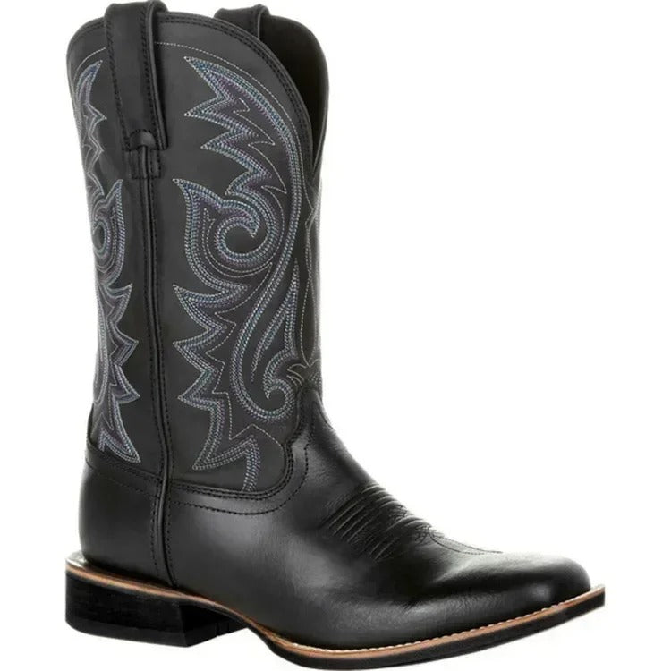 Heren Cowboylaarzen van PU-leer met Totem Patroon Zwart Auralie