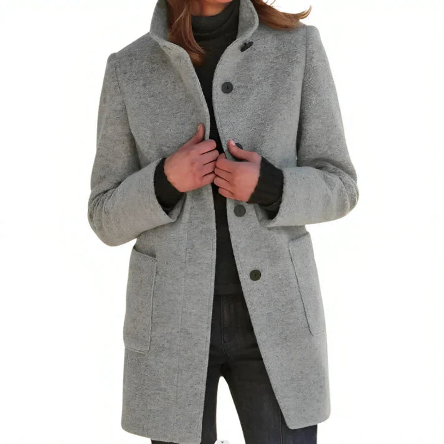 Heren Winterjas met Monochroom Patroon en Lange Mouwen 0