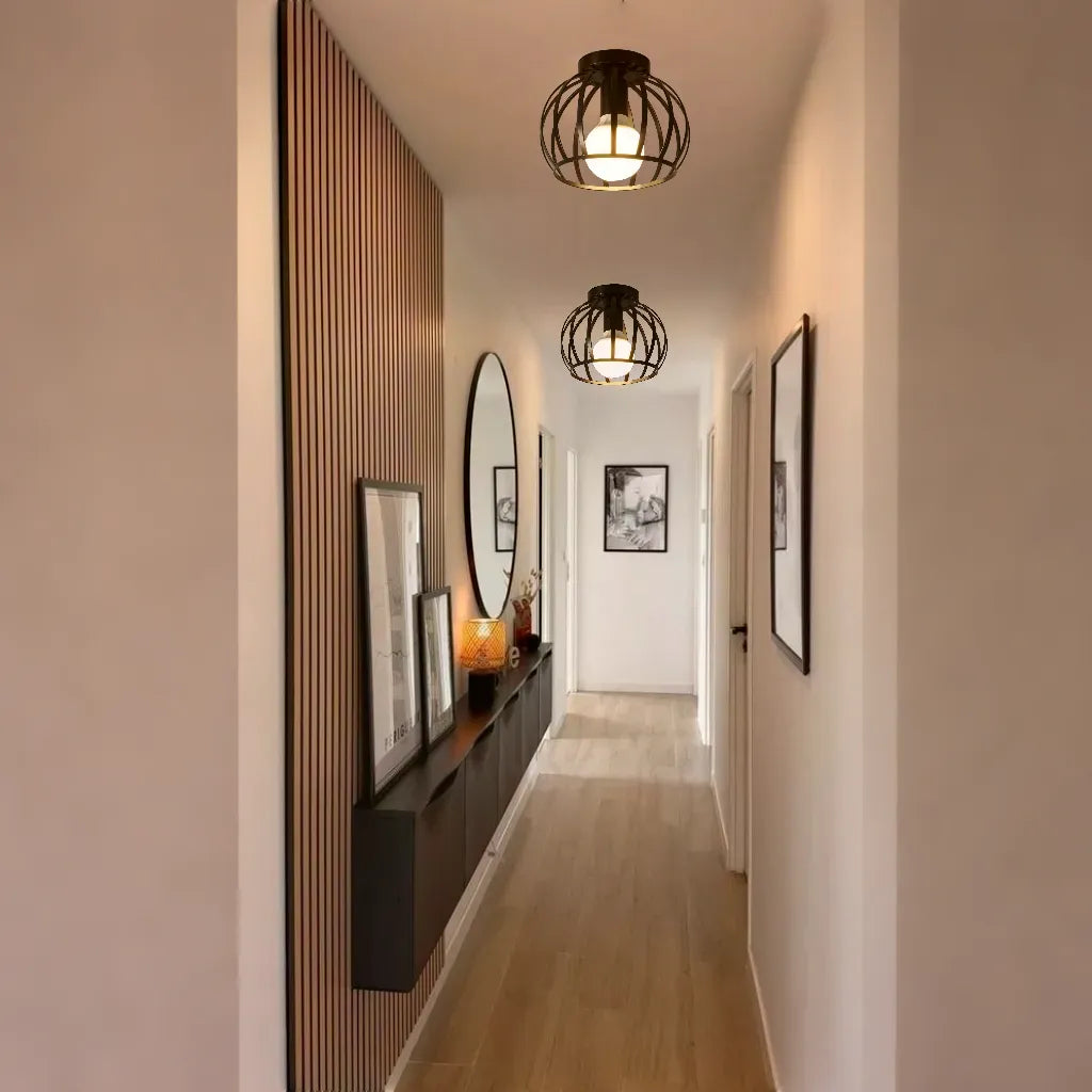 Industriële Plafondlamp Zwart met Gouden Accenten voor Slaapkamer en Gang 4