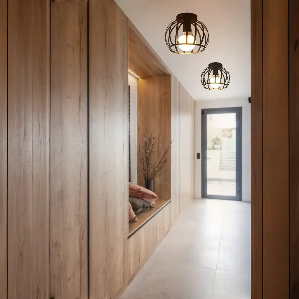 Industriële Plafondlamp Zwart met Gouden Accenten voor Slaapkamer en Gang 6