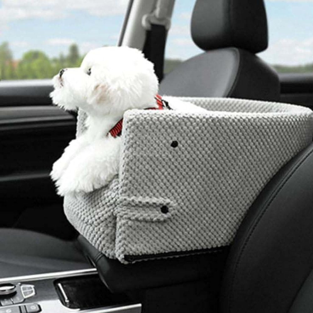 Kleine Hondenzitje voor Auto met Pluche Bekleding en Verstelbare Veiligheidsbanden 0