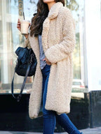 Lange Dames Jas van Teddy Fleece met Warme Voering voor de Winter 1