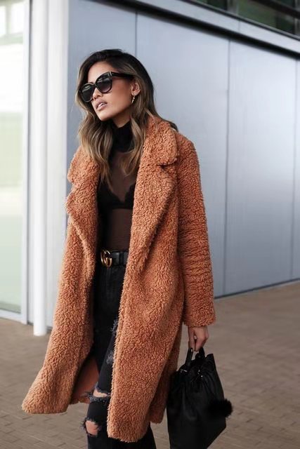 Lange Dames Jas van Teddy Fleece met Warme Voering voor de Winter 10