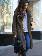 Lange Dames Jas van Teddy Fleece met Warme Voering voor de Winter 6