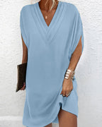 Dames Maxi Jurk met V-Hals en Elegante Splitmouwen lichtblauw Auralie