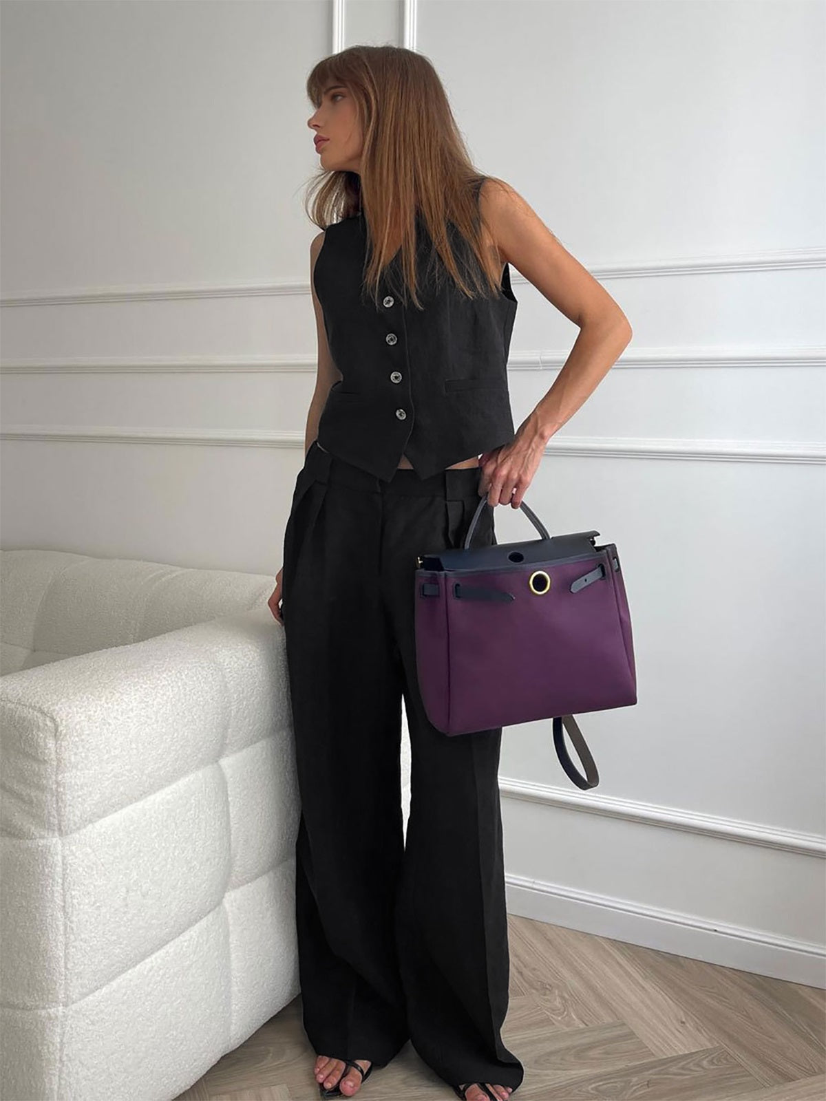 Casual Chic Dames Co-ord Set met Gilet Zwart Auralie
