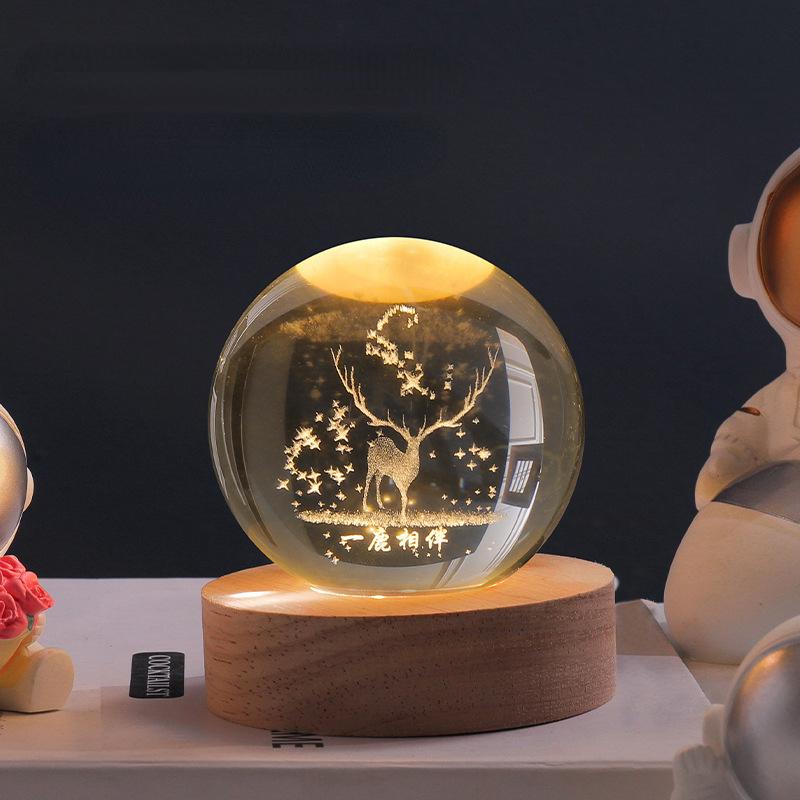 Luminous Crystal Ball met 3D Gravure – Magische Nachtlamp voor Sterrenliefhebbers en Ruimtefans 10