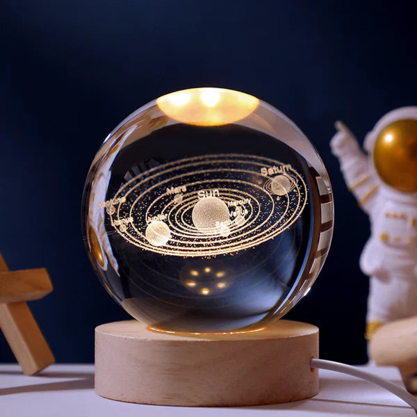 Luminous Crystal Ball met 3D Gravure – Magische Nachtlamp voor Sterrenliefhebbers en Ruimtefans 3