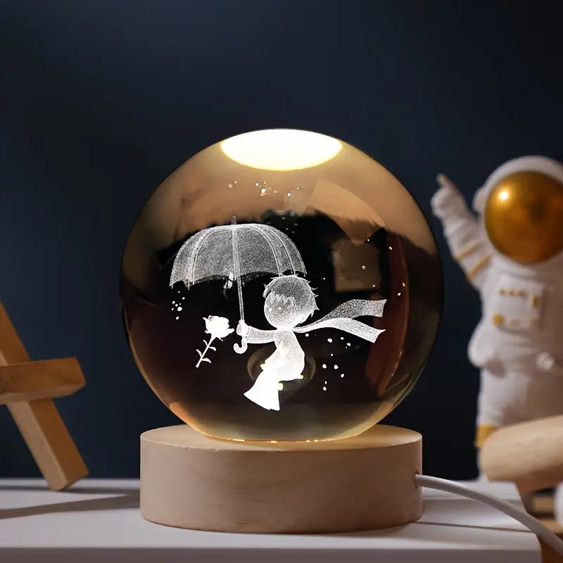 Luminous Crystal Ball met 3D Gravure – Magische Nachtlamp voor Sterrenliefhebbers en Ruimtefans 7