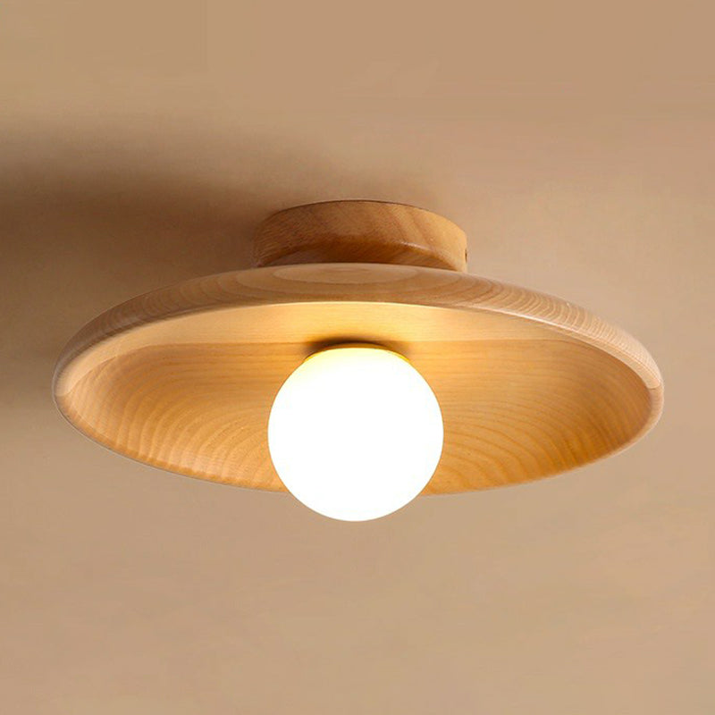 Modern Minimalistisch Semi-Spoelplafondlicht van Hout voor Warme Verlichting – LED Geschikt voor Slaapkamer en Woonkamer 0