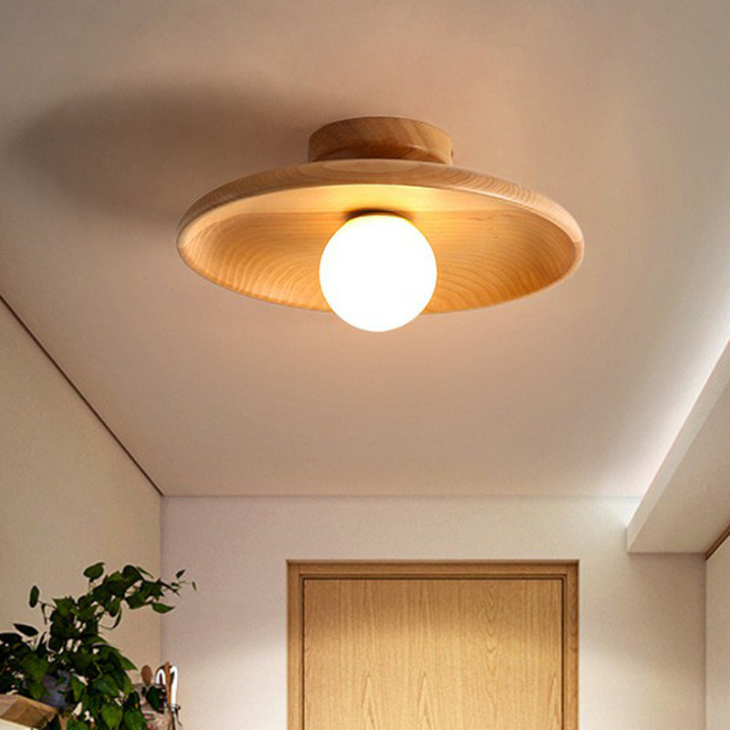 Modern Minimalistisch Semi-Spoelplafondlicht van Hout voor Warme Verlichting – LED Geschikt voor Slaapkamer en Woonkamer 2