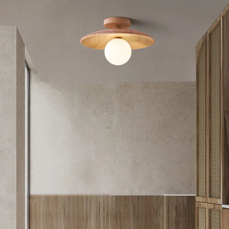 Modern Minimalistisch Semi-Spoelplafondlicht van Hout voor Warme Verlichting – LED Geschikt voor Slaapkamer en Woonkamer 7