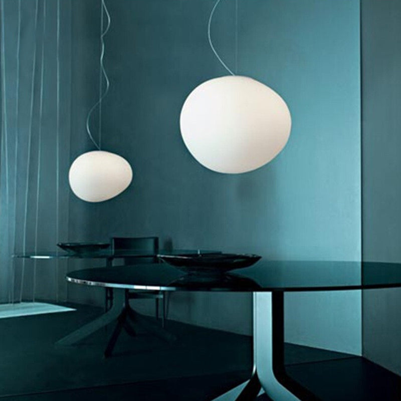 Moderne Hanglamp Eettafel met Kiezelvormige Kap van Hoogwaardig Plastic – Eetkamer Lamp 0